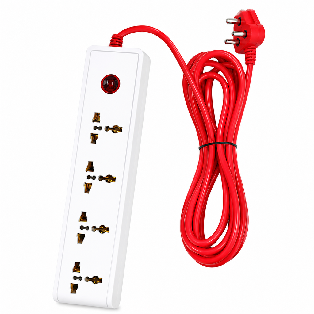 Extension Board 5 Meter Long Cord | 4 Universal Socket Power Strip with LED Indicator
