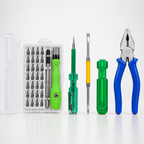 4-in-1 Multi-Functional Hand Tool Kit with Plier, Tester, 2-in-1 Screwdriver & 32-in-1 Mini Magnetic Precision Screwdriver Set for Home, Repair & DIY