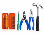 5-in-1 Multi-Purpose Hand Tool Kit with Combination Plier, Wire Cutter, Electrical Tester, Screwdriver Set & Claw Hammer for Home, Repair & DIY Use