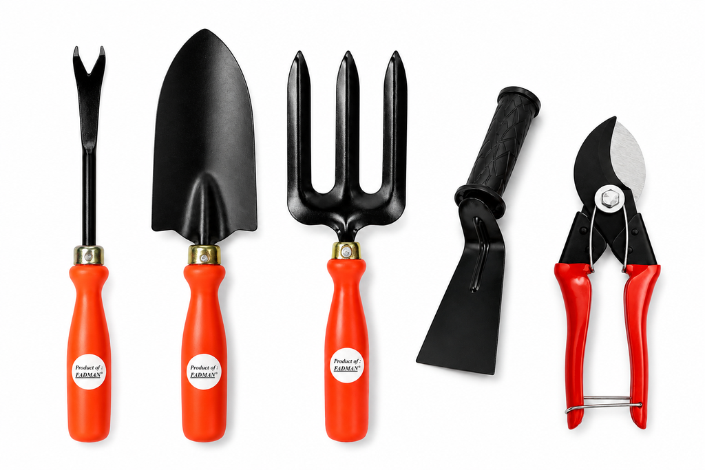Garden Tools Set of 5 | Hand Trowel, Garden Fork, Weeder, Pruning Cutter & Khurpa | Heavy Duty Gardening Tools for Home, Lawn & Plants