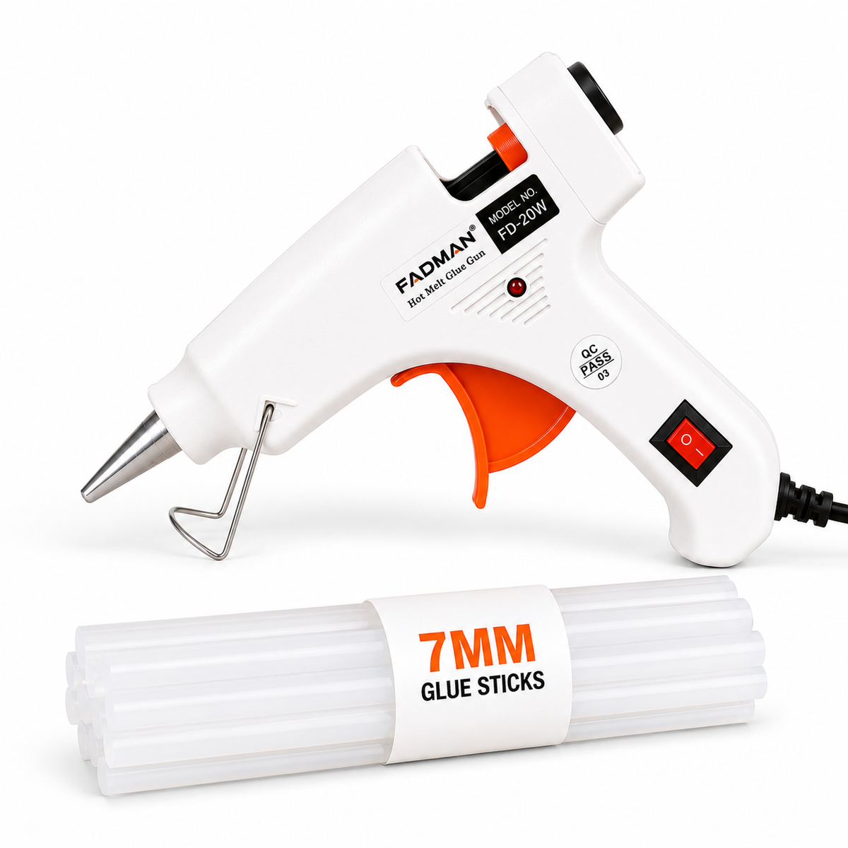 20W Hot Melt Glue Gun with 5 Pcs 7MM Glue Sticks | Mini Electric Adhesive Gun for DIY Crafts, Art, Repair & Home Projects (White)