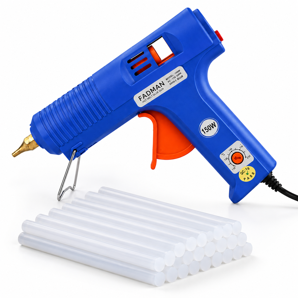 150W Hot Melt Glue Gun with 20 Pcs 11MM Glue Sticks | High Temperature Electric Adhesive Gun for DIY, Craft, Repair, Art & Home Projects
