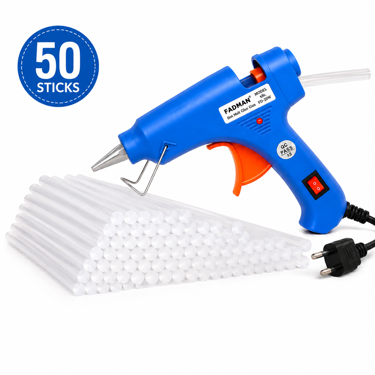 20W Hot Melt Glue Gun with 50 Pcs 7MM Glue Sticks | Mini Electric Adhesive Gun for DIY Crafts, Art, Repair & Home Projects (Blue)