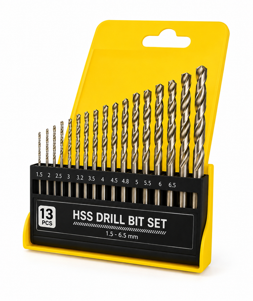 13 Pcs HSS Drill Bit Set 1.5–6.5 mm | High Speed Steel Twist Drill Bits for Metal, Wood & Plastic