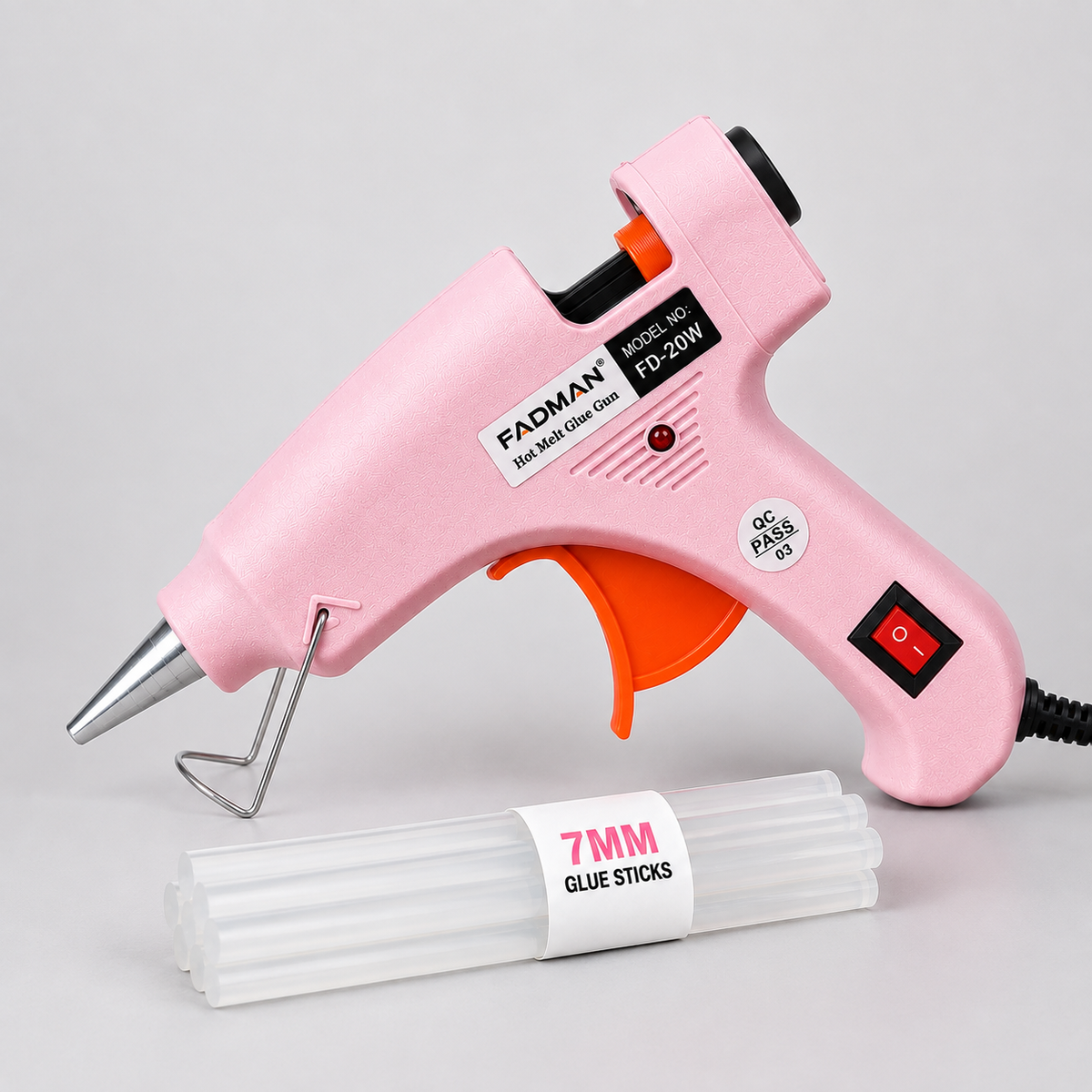 20W Hot Melt Glue Gun with 5 Pcs 7MM Glue Sticks | Mini Electric Adhesive Gun for DIY Crafts, Art, Repair & Home Projects (Pink)