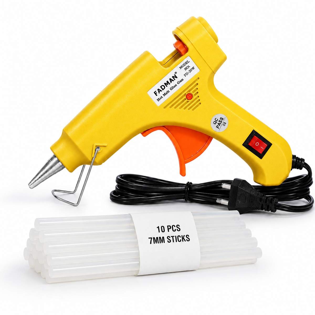 20W Hot Melt Glue Gun with 10 Pcs 7MM Glue Sticks | Mini Electric Adhesive Gun for DIY Crafts, Art, Repair & Home Projects (Yellow)