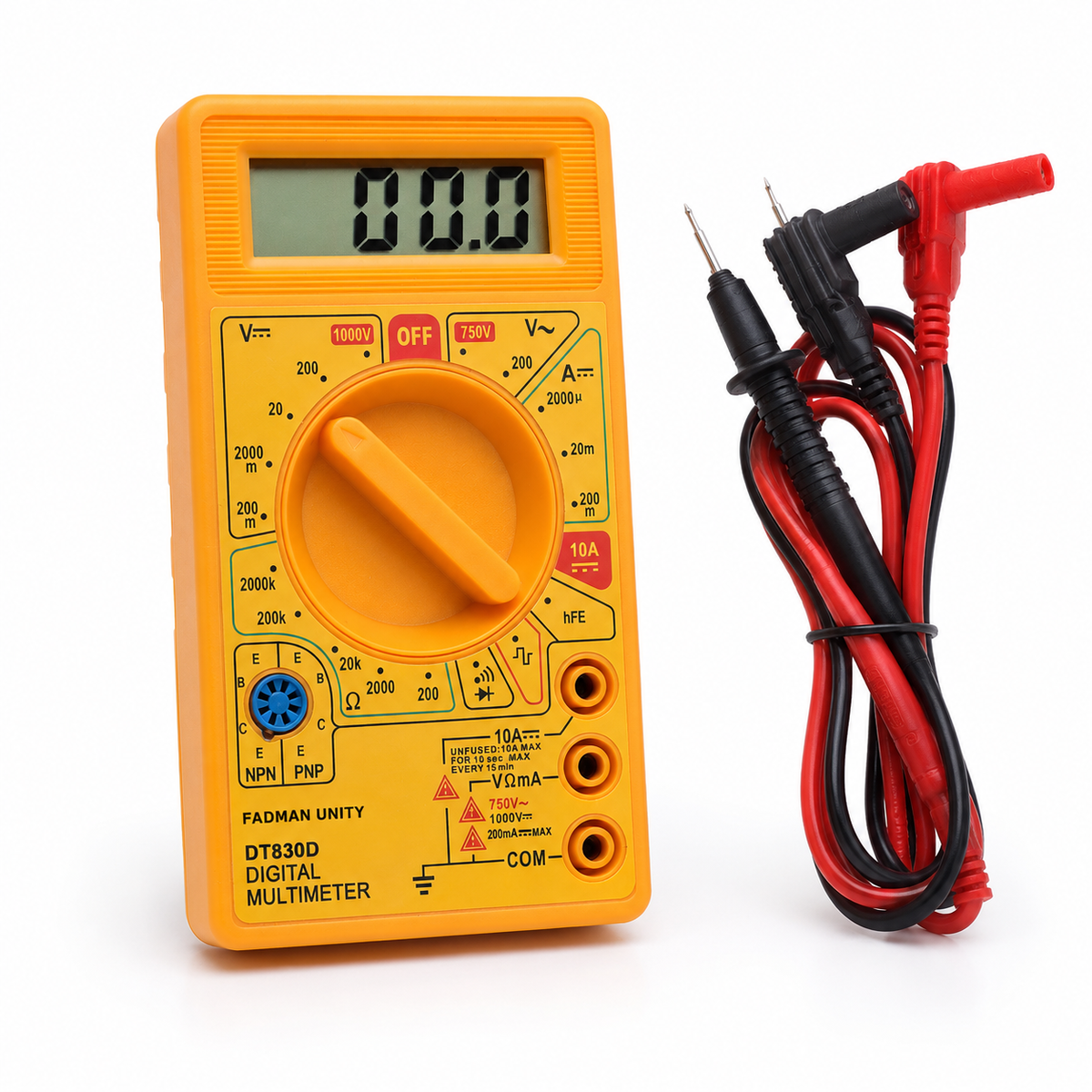 Digital Multimeter with Test Leads, Digit LCD Display, AC/DC Voltage & Current Tester, Resistance, Continuity & Diode Test, Electrical Measuring Meter for Home, Electronics & DIY