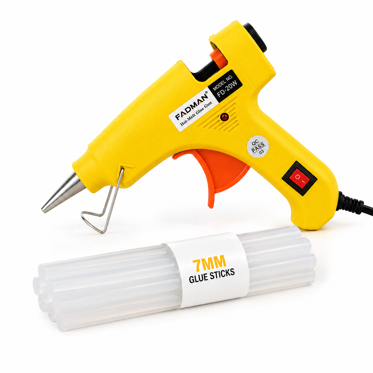 20W Hot Melt Glue Gun with 5 Pcs 7MM Glue Sticks | Mini Electric Adhesive Gun for DIY Crafts, Art, Repair & Home Projects (Yellow)