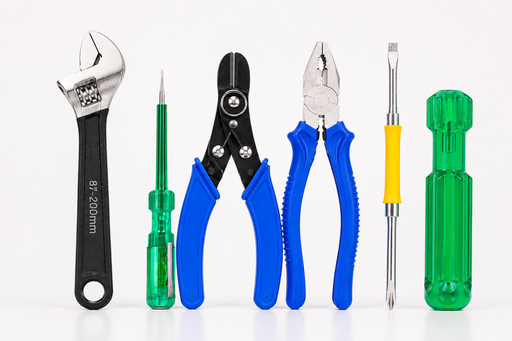 5-in-1 Multi-Purpose Hand Tool Kit with Combination Plier, Wire Cutter, Voltage Tester, 2-in-1 Screwdriver & Electrical Insulation Tape for Home, Electrical & Repair Work