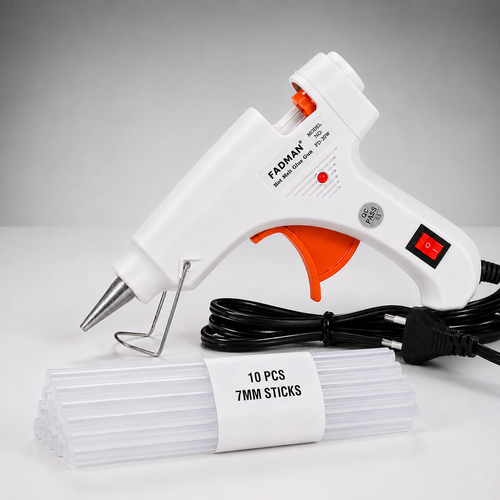 20W Hot Melt Glue Gun with 10 Pcs 7MM Glue Sticks | Mini Electric Adhesive Gun for DIY Crafts, Art, Repair & Home Projects (White)