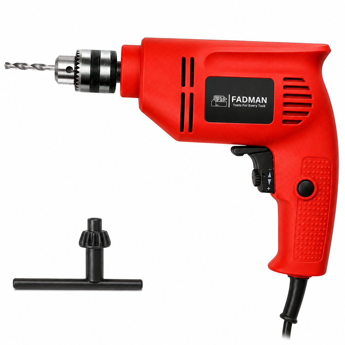 480W Electric Pistol Drill Machine with 10mm Chuck, Variable Speed Control, Forward & Reverse Function, Lock-On Button & Copper Motor for Wood, Metal, PVC & DIY Drilling