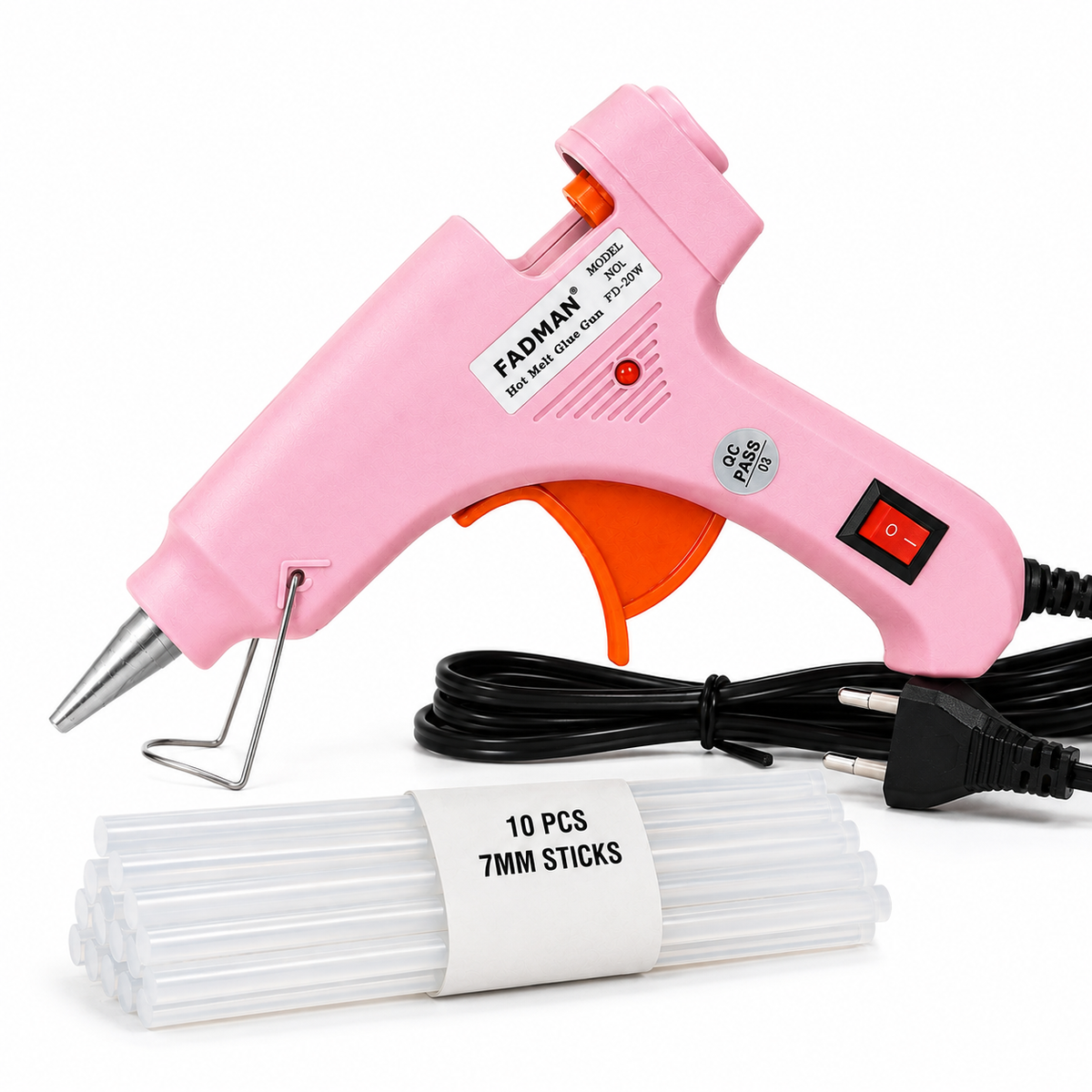 20W Hot Melt Glue Gun with 10 Pcs 7MM Glue Sticks | Mini Electric Adhesive Gun for DIY Crafts, Art, Repair & Home Projects (Pink)