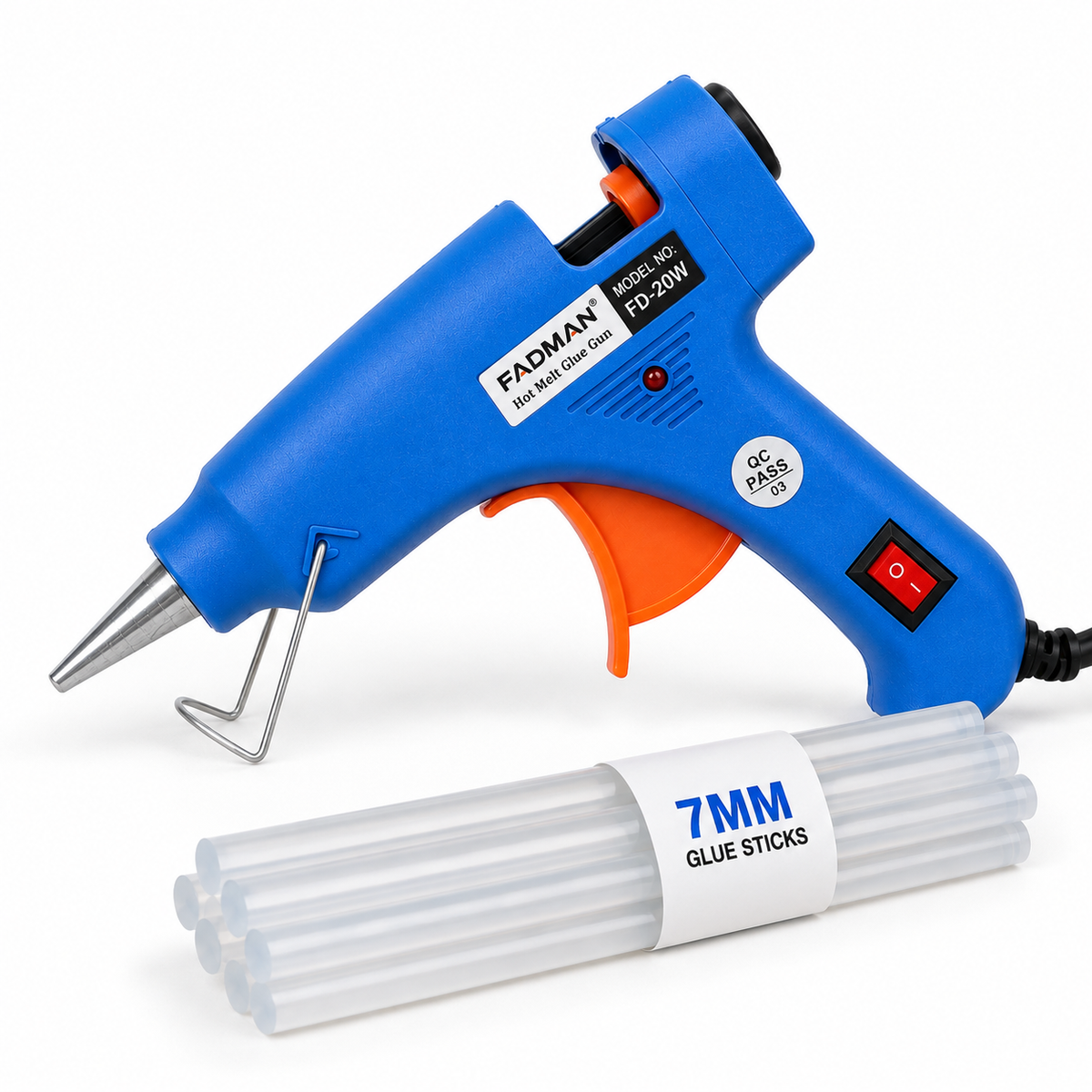20W Hot Melt Glue Gun with 5 Pcs 7MM Glue Sticks | Mini Electric Adhesive Gun for DIY Crafts, Art, Repair & Home Projects (Blue)