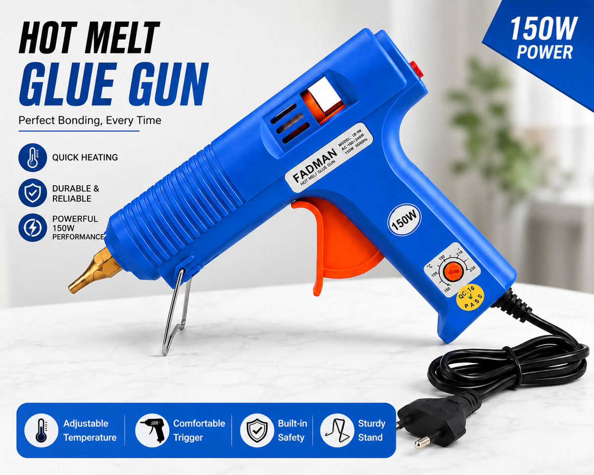 150W Hot Melt Glue Gun | High Temperature Electric Adhesive Gun for DIY, Craft, Repair, Art & Home Projects