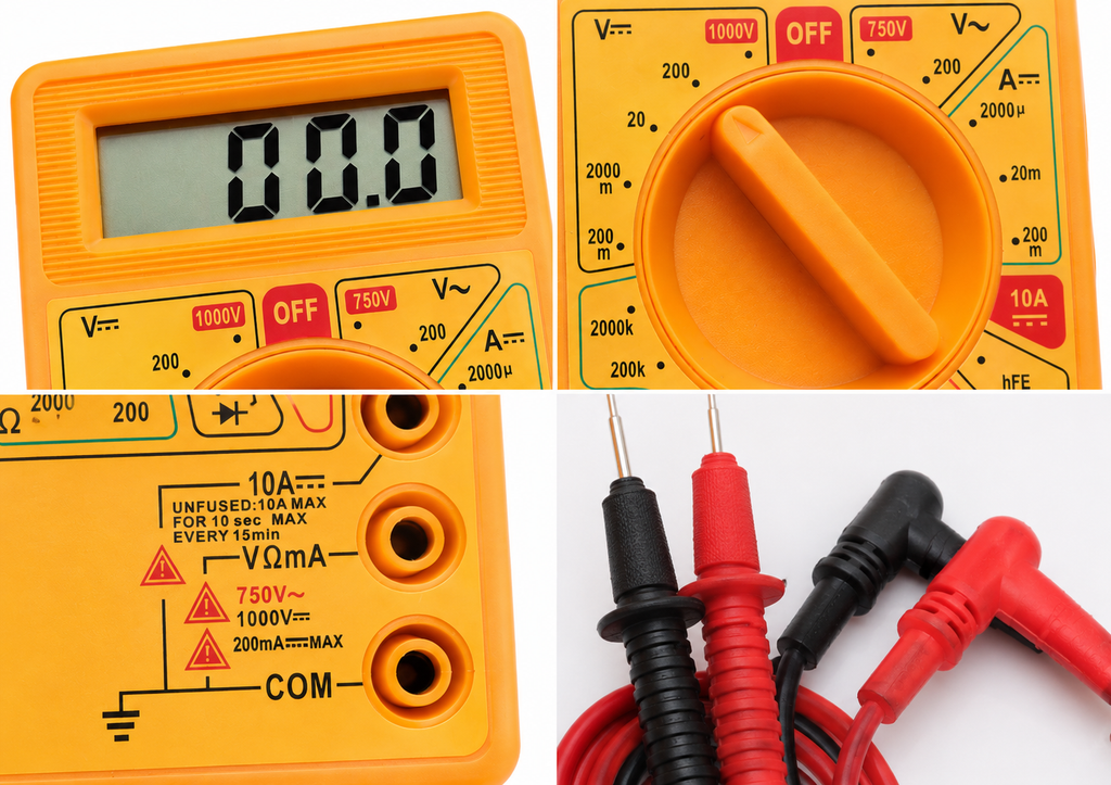 Digital Multimeter with Test Leads, Digit LCD Display, AC/DC Voltage & Current Tester, Resistance, Continuity & Diode Test, Electrical Measuring Meter for Home, Electronics & DIY