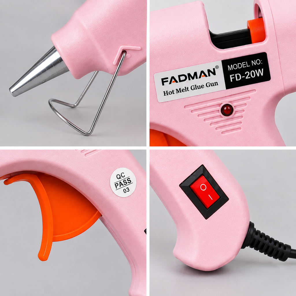 20W Hot Melt Glue Gun with 5 Pcs 7MM Glue Sticks | Mini Electric Adhesive Gun for DIY Crafts, Art, Repair & Home Projects (Pink)