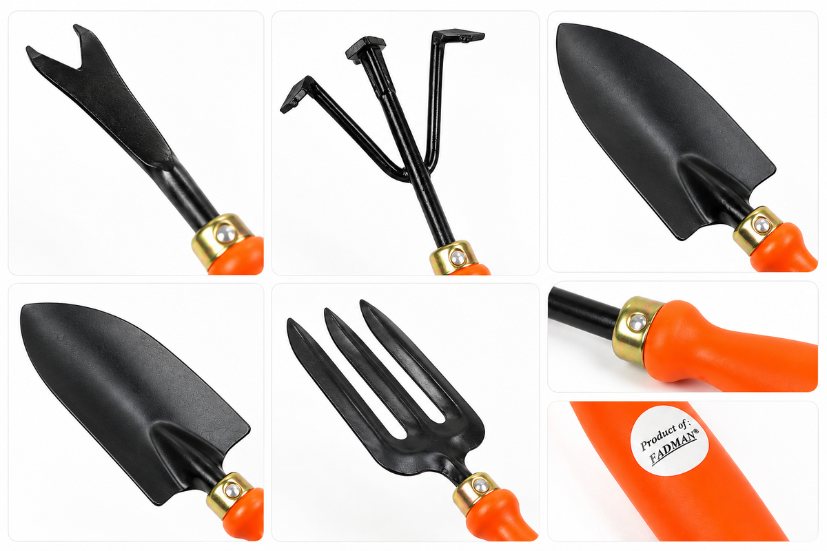 Garden Tools Set of 5 | Hand Trowel, 3-Tine Cultivator, Garden Fork, Weeder & Gardening Trowel | Heavy Duty Gardening Tools for Planting, Digging & Soil Cultivation
