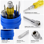 8-in-1 Screwdriver Set, Multi-Size Screwdriver Set with Interchangeable Phillips & Flat Head Bits, Extension Rod, High-Grade Steel Shafts & Transparent PVC Handle for Car, Computer, Workshop & Household Repair