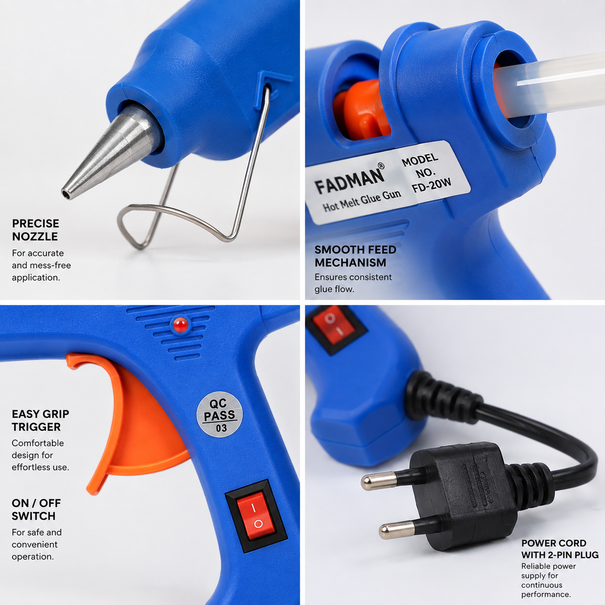 20W Hot Melt Glue Gun with 50 Pcs 7MM Glue Sticks | Mini Electric Adhesive Gun for DIY Crafts, Art, Repair & Home Projects (Blue)