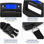 50kg Digital Hanging Luggage Weighing Scale with 10g Precision, Portable Travel Weight Machine with Adjustable Strap & LCD Display for Suitcase, Bags and Parcel