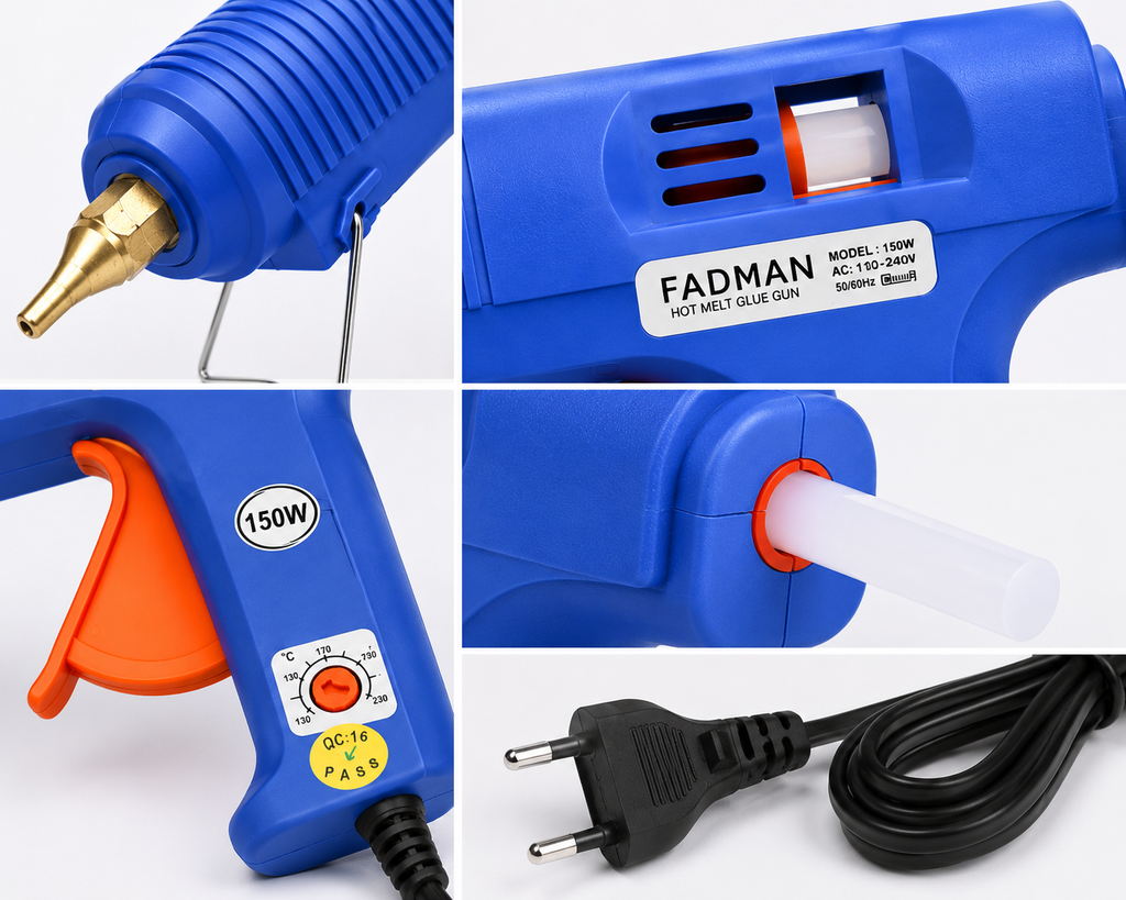 150W Hot Melt Glue Gun with 10 Pcs 11MM Glue Sticks | High Temperature Electric Adhesive Gun for DIY, Craft, Repair, Art & Home Projects