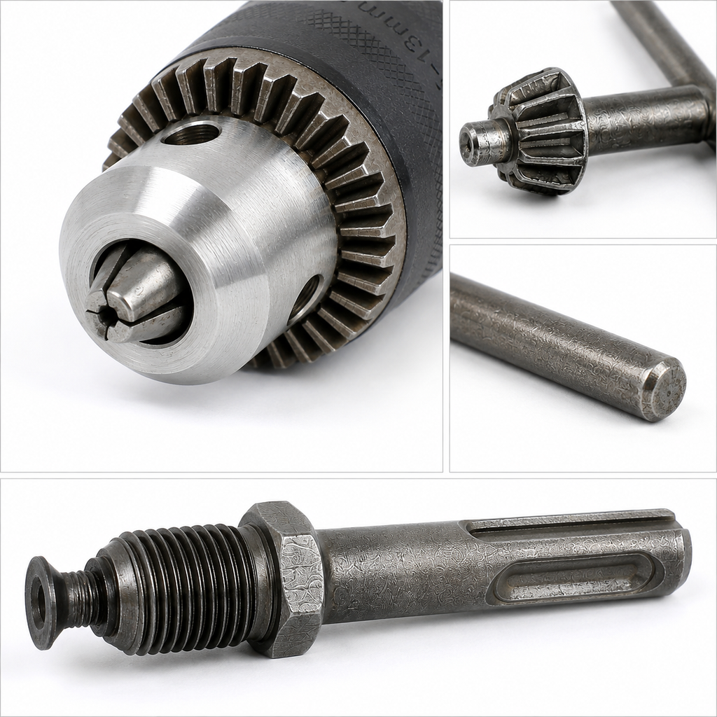 Keyless Drill Chuck with Arbor & Chuck Key – 1.5–13mm