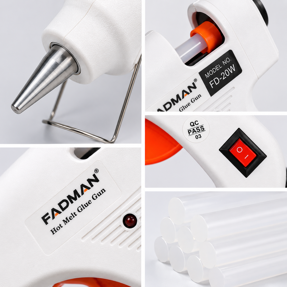 20W Hot Melt Glue Gun with 5 Pcs 7MM Glue Sticks | Mini Electric Adhesive Gun for DIY Crafts, Art, Repair & Home Projects (White)