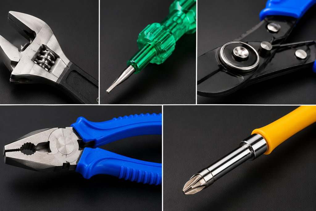 5-in-1 Multi-Purpose Hand Tool Kit with Combination Plier, Wire Cutter, Voltage Tester, 2-in-1 Screwdriver & Electrical Insulation Tape for Home, Electrical & Repair Work
