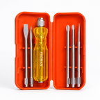 5-in-1 Screwdriver Set, 5 Interchangeable Bits, Phillips & Slotted Heads, Ergonomic Anti-Slip Handle, Portable Storage Case for Home, Electrical & Repair Work (Red)