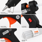 20W Hot Melt Glue Gun with 5 Pcs 7MM Glue Sticks | Mini Electric Adhesive Gun for DIY Crafts, Art, Repair & Home Projects (Black)