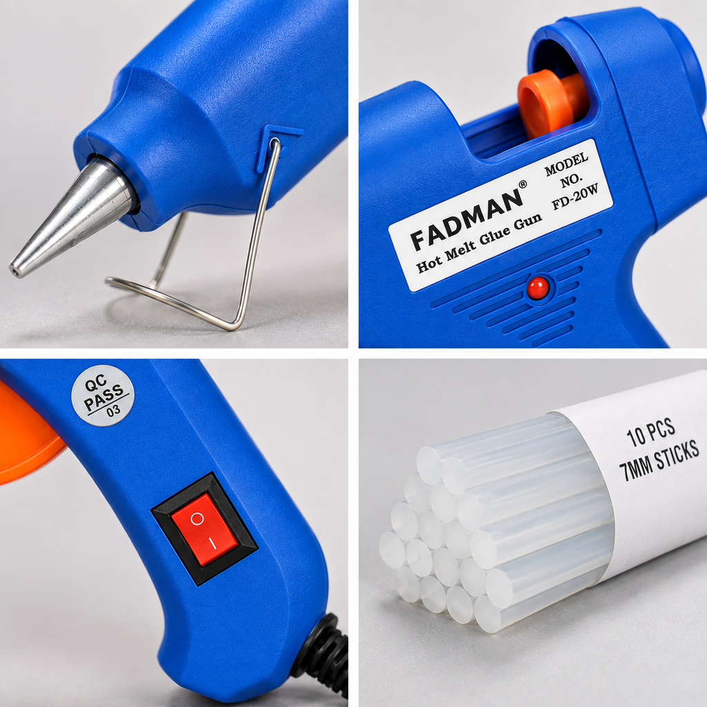 20W Hot Melt Glue Gun with 10 Pcs 7MM Glue Sticks | Mini Electric Adhesive Gun for DIY Crafts, Art, Repair & Home Projects (Blue)
