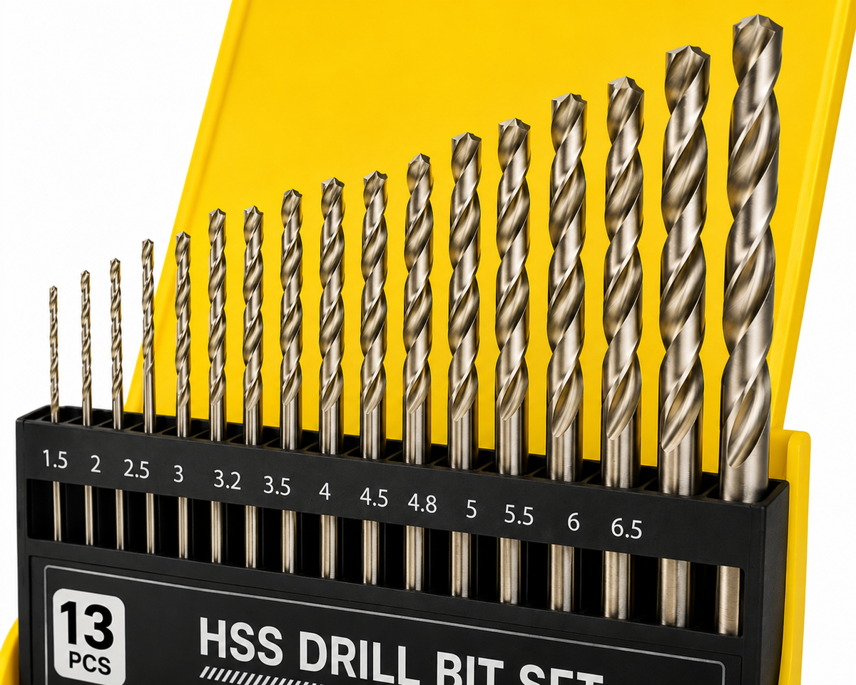 13 Pcs HSS Drill Bit Set 1.5–6.5 mm | High Speed Steel Twist Drill Bits for Metal, Wood & Plastic