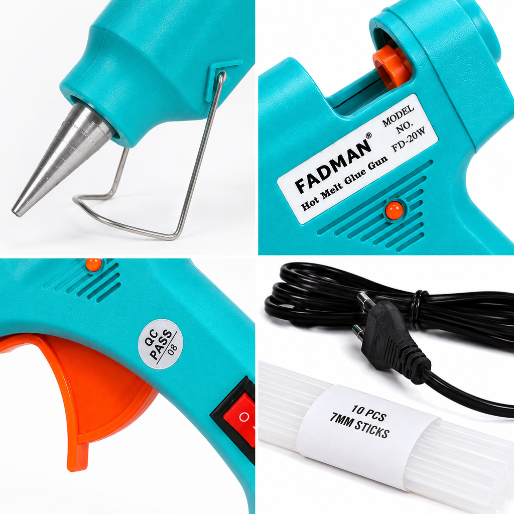 20W Hot Melt Glue Gun with 10 Pcs 7MM Glue Sticks | Mini Electric Adhesive Gun for DIY Crafts, Art, Repair & Home Projects (Turquoise)