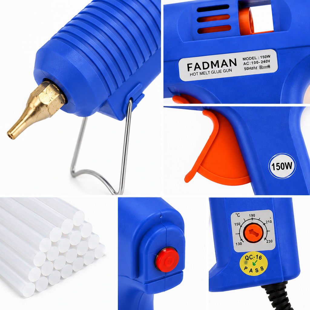 150W Hot Melt Glue Gun with 20 Pcs 11MM Glue Sticks | High Temperature Electric Adhesive Gun for DIY, Craft, Repair, Art & Home Projects