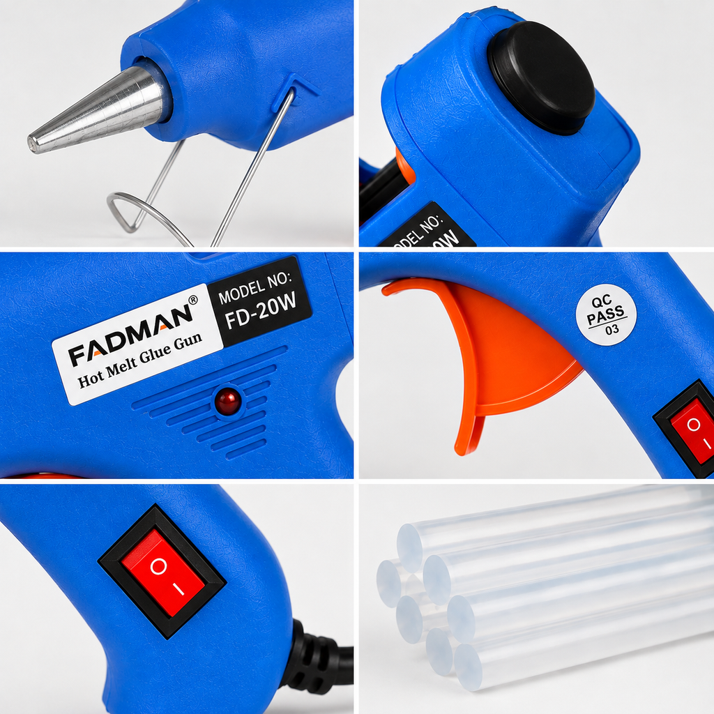 20W Hot Melt Glue Gun with 5 Pcs 7MM Glue Sticks | Mini Electric Adhesive Gun for DIY Crafts, Art, Repair & Home Projects (Blue)