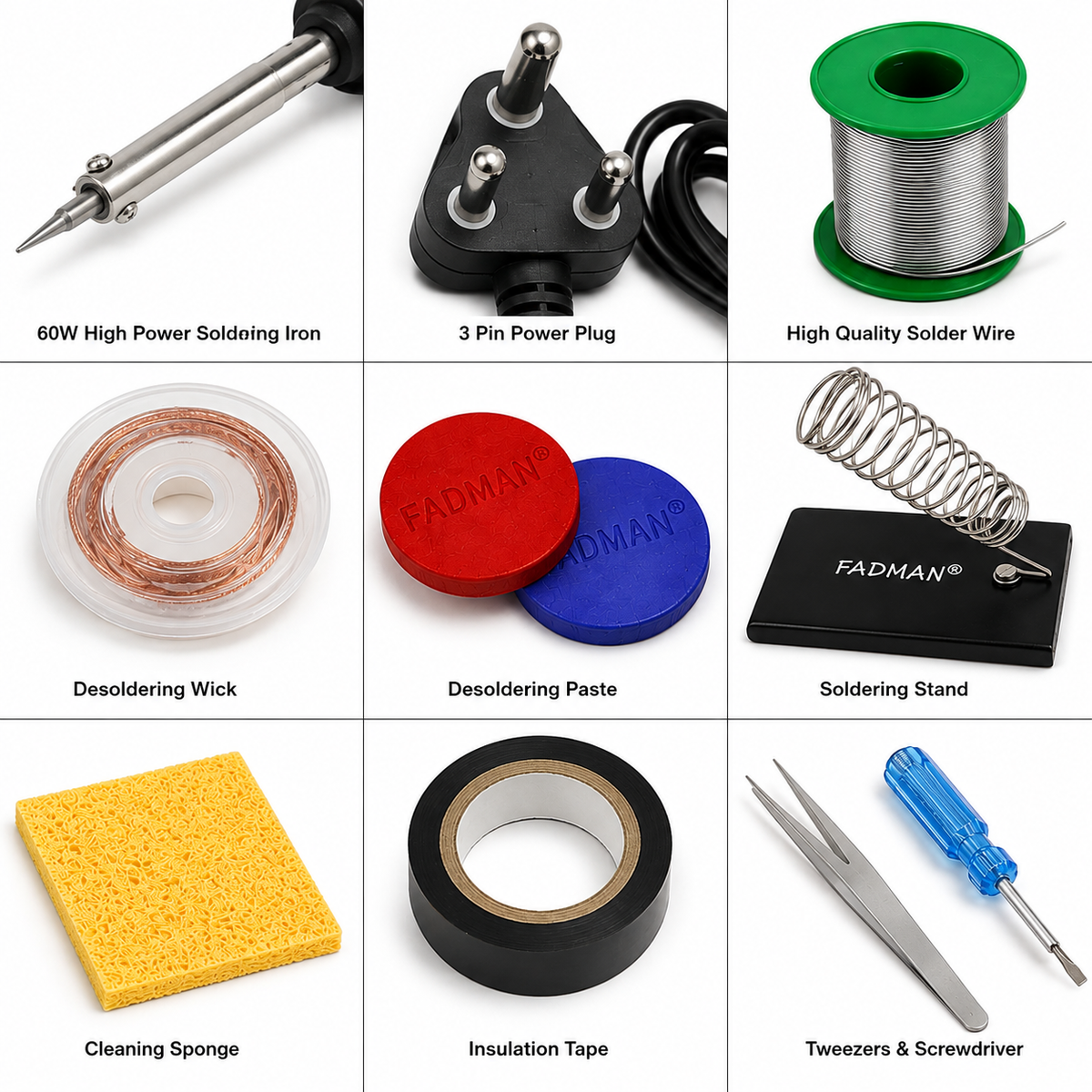 60W SOLDERING IRON KIT PACK OF 9