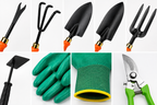 Garden Tools Set of 8 | Big Trowel, Small Trowel, Weeder, 3-Tine Cultivator, Khurpa, Pruning Cutter, Garden Fork & Gardening Gloves | Heavy Duty Gardening Tool Kit for Home, Lawn, Plants & Outdoor Use