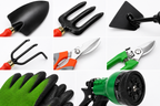 Garden Tools Set of 8 | Hand Trowel, 3-Tine Cultivator, Garden Fork, Khurpa, Pruning Cutter, Garden Scissors, Water Spray Nozzle & Gardening Gloves | Heavy Duty Gardening Tool Kit for Home, Lawn, Plants & Outdoor Use