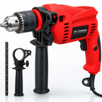 750W Electric Impact Drill Machine with 13mm Chuck, Variable Speed, Forward & Reverse Function, Hammer & Drill Mode, Auxiliary Handle and Depth Gauge for Concrete, Metal, Wood & Wall Drilling