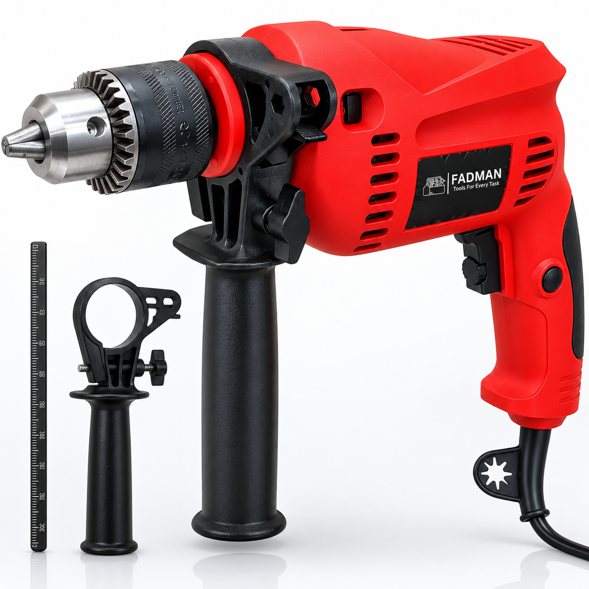 750W Electric Impact Drill Machine with 13mm Chuck, Variable Speed, Forward & Reverse Function, Hammer & Drill Mode, Auxiliary Handle and Depth Gauge for Concrete, Metal, Wood & Wall Drilling