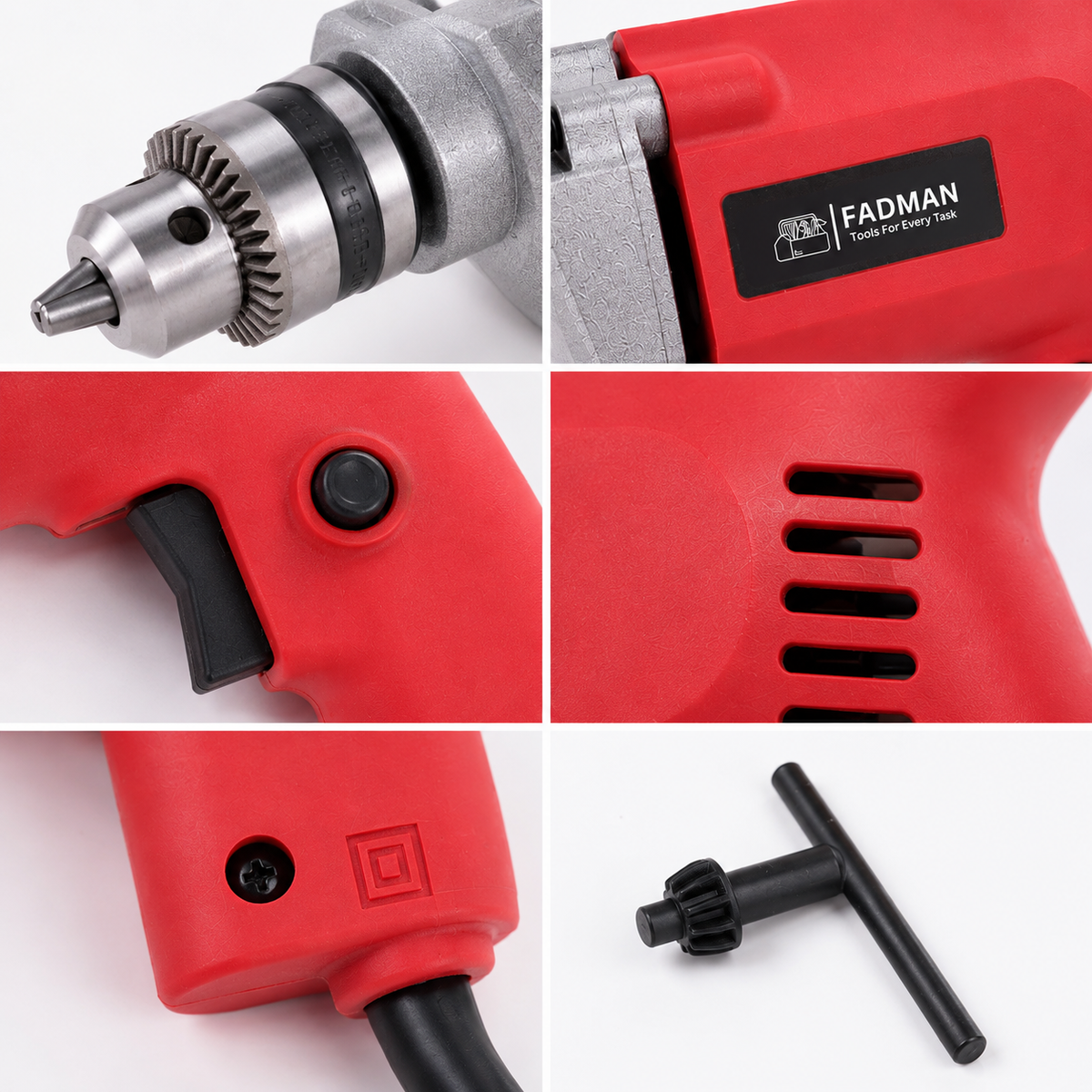 480W Electric Impact Drill Machine with 10mm Chuck, 2600 RPM Variable Speed, Copper Motor, Lock-On Switch & Dual Drilling Mode for Wood, Metal, Wall & DIY Projects