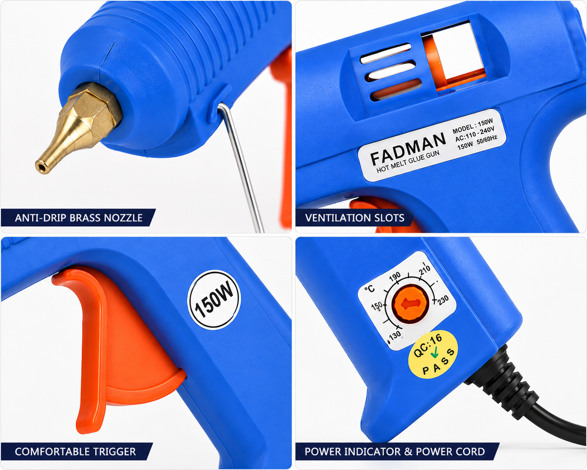 150W Hot Melt Glue Gun with 5 Pcs 11MM Glue Sticks | High Temperature Electric Adhesive Gun for DIY, Craft, Repair, Art & Home Projects