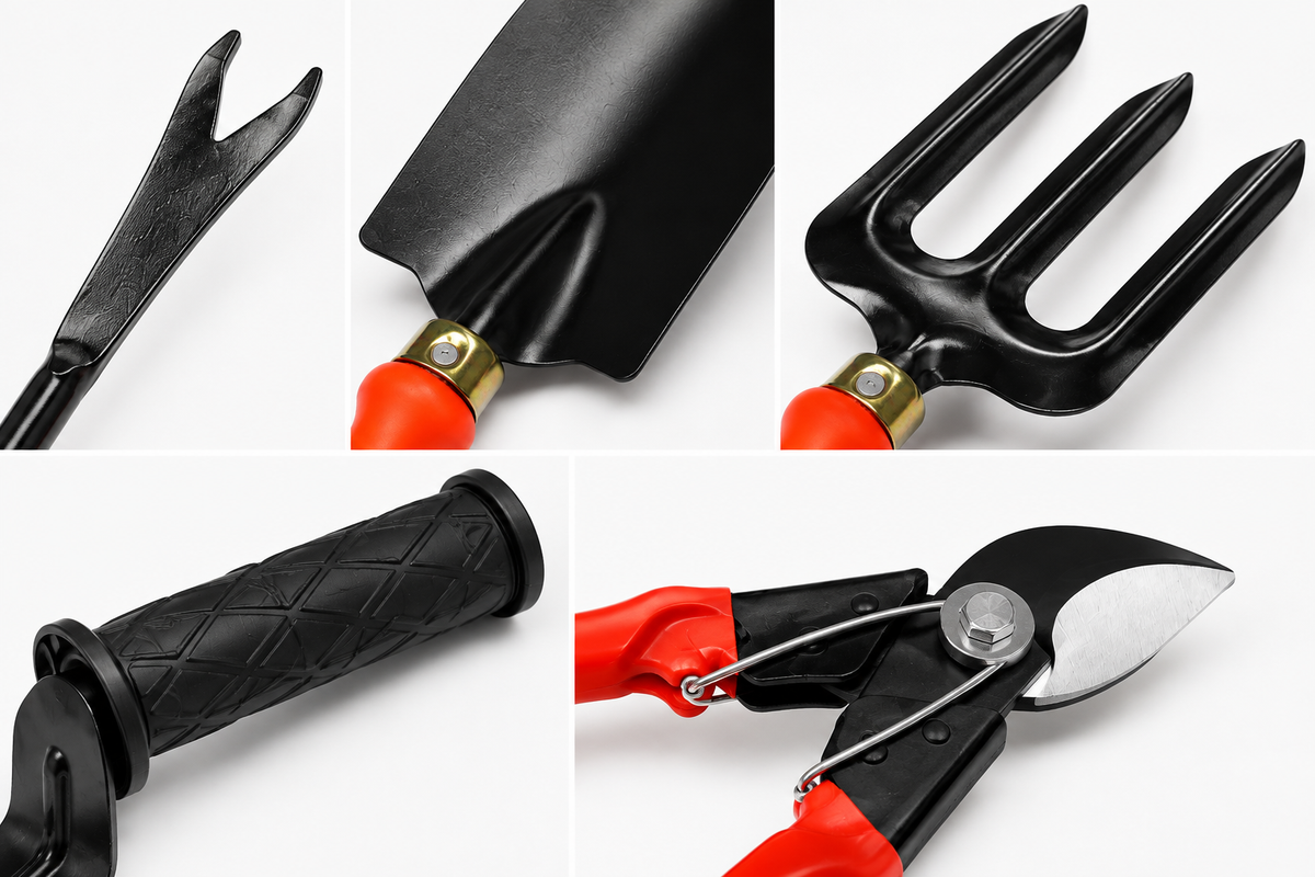 Garden Tools Set of 5 | Hand Trowel, Garden Fork, Weeder, Pruning Cutter & Khurpa | Heavy Duty Gardening Tools for Home, Lawn & Plants