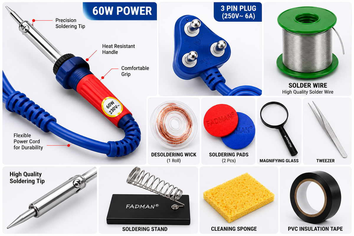 60W SOLDERING IRON KIT PACK OF 9