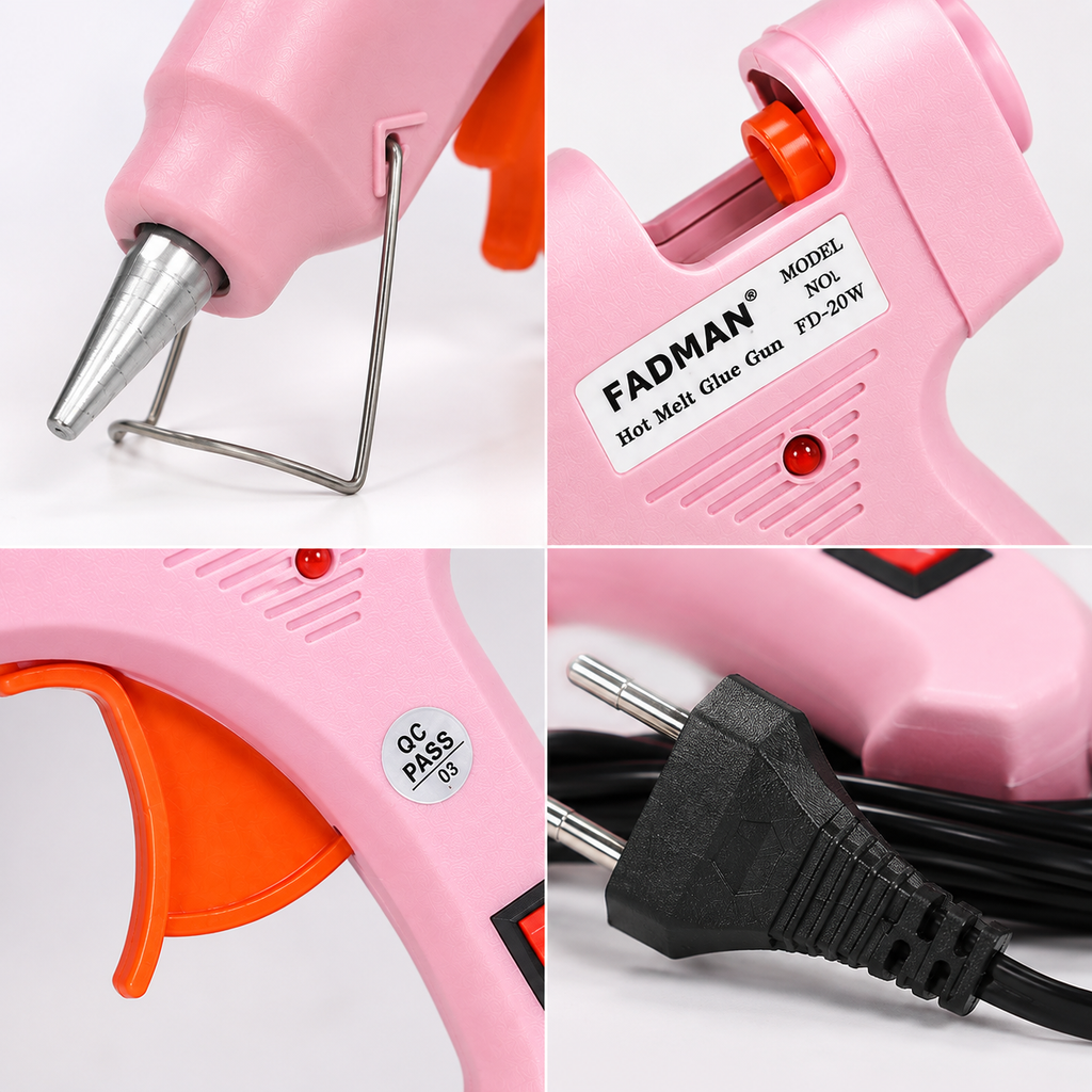 20W Hot Melt Glue Gun with 10 Pcs 7MM Glue Sticks | Mini Electric Adhesive Gun for DIY Crafts, Art, Repair & Home Projects (Pink)