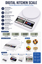 Digital Kitchen Weighing Scale, 10 kg Capacity, 1 g Precision, Electronic Food Weight Machine with Tare & Multiple Units, LCD Display for Cooking, Baking & Household Use