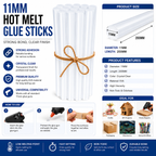10 Pcs 11MM Hot Melt Glue Sticks, 7 Inch Transparent Adhesive Sticks for 40W to 150W Glue Guns, Strong Bonding for Craft, DIY, Repair & Decoration