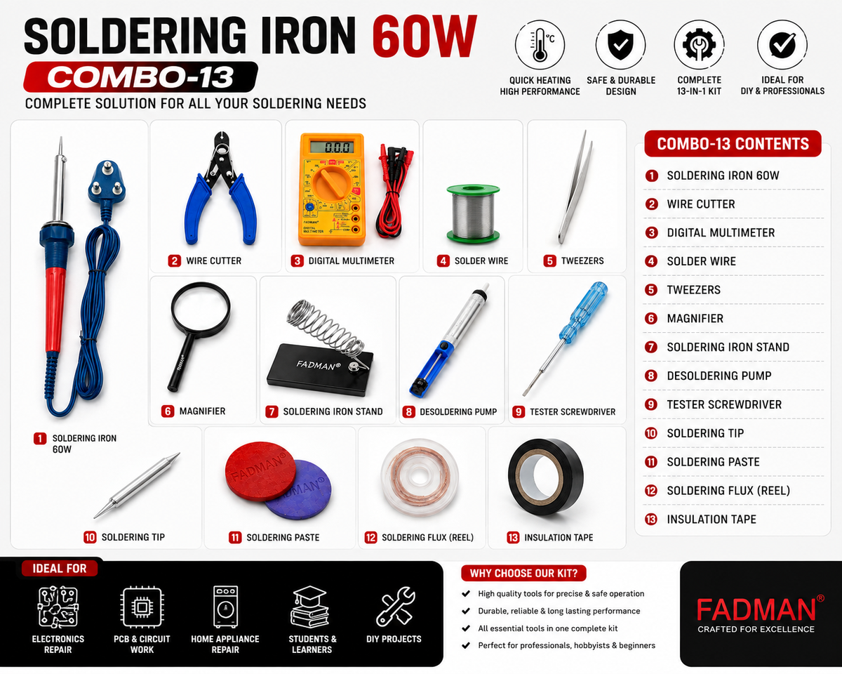60W SOLDERING IRON KIT PACK OF 13
