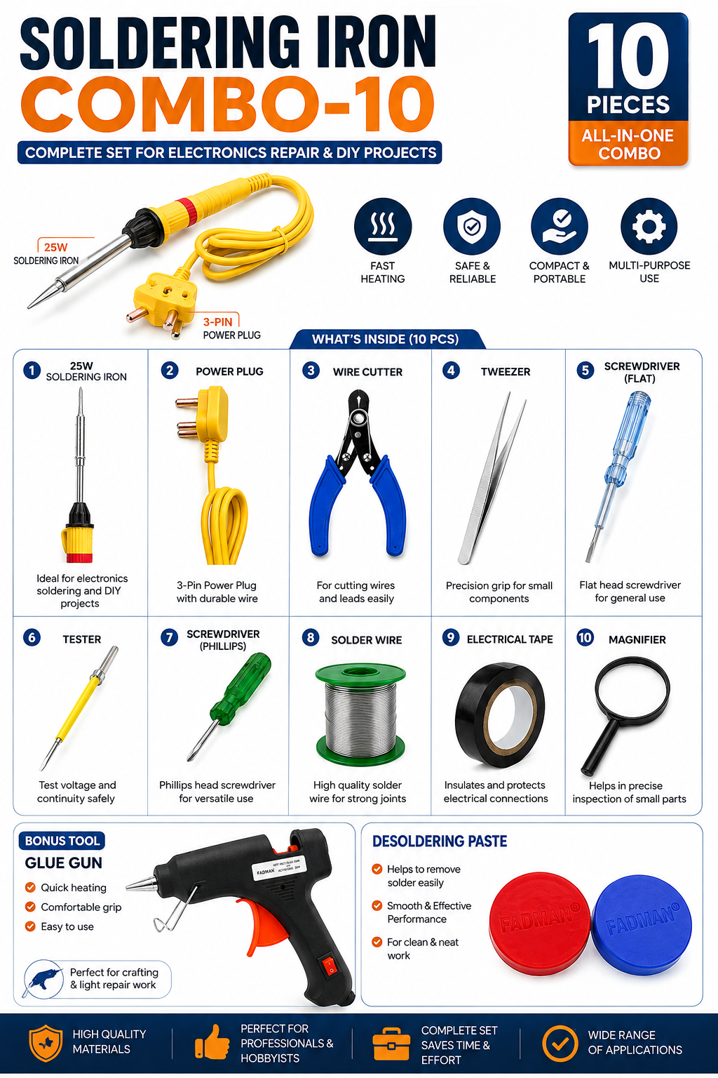 25W SOLDERING IRON KIT PACK OF 10