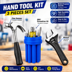 3-in-1 Hand Tool Kit with Claw Hammer, 8-in-1 Screwdriver & 200mm Adjustable Wrench, Multi-Purpose Hand Tool Set for Home Repair, DIY, Workshop & Maintenance